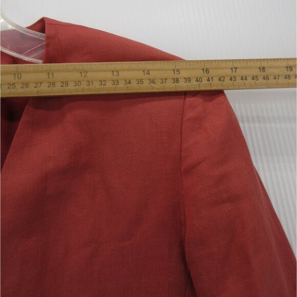 VINTAGE Laura Ashley Blazer 6 Terracotta Linen Jacket Equestrian 90s * - Picture 9 of 16